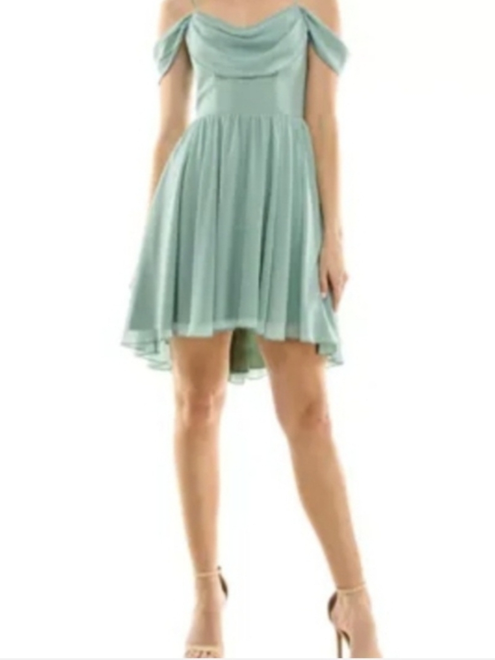 NWT- City Vibe Sage Green Off-Shoulder Dress | Size 15